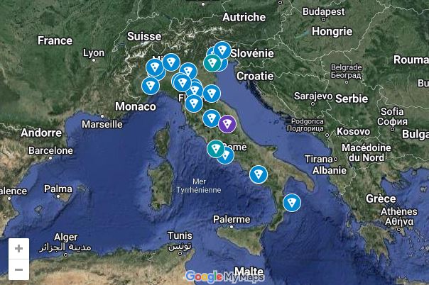 Map of Frozen pizza processors in Italy